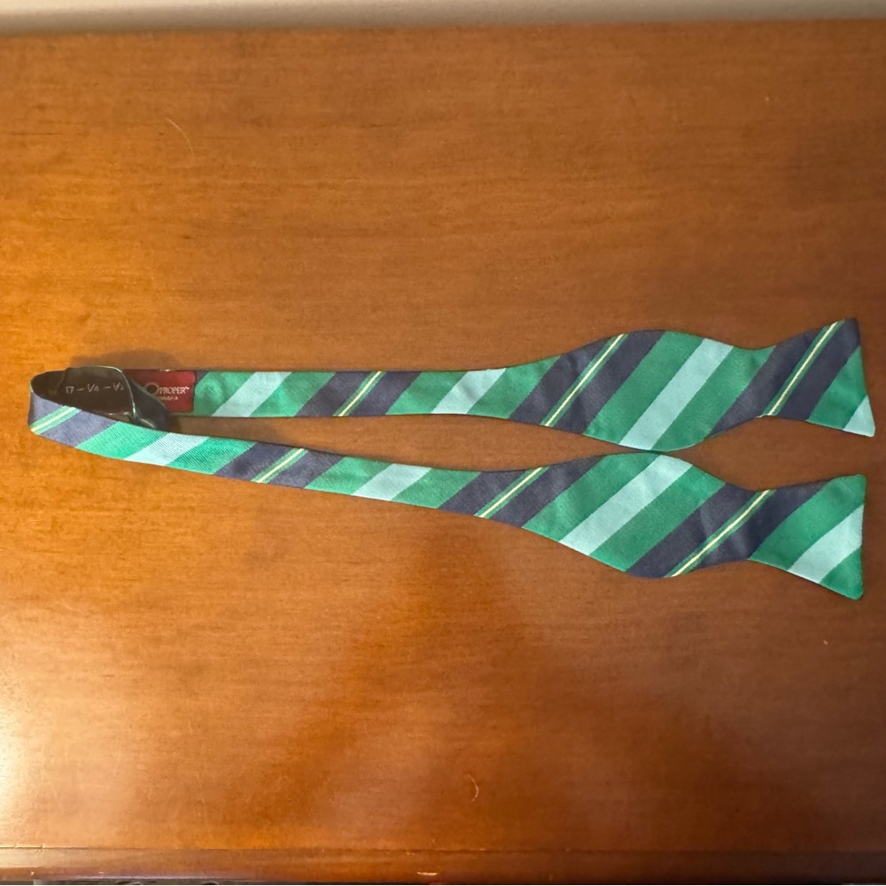 Southern Proper Green Striped Bow Tie